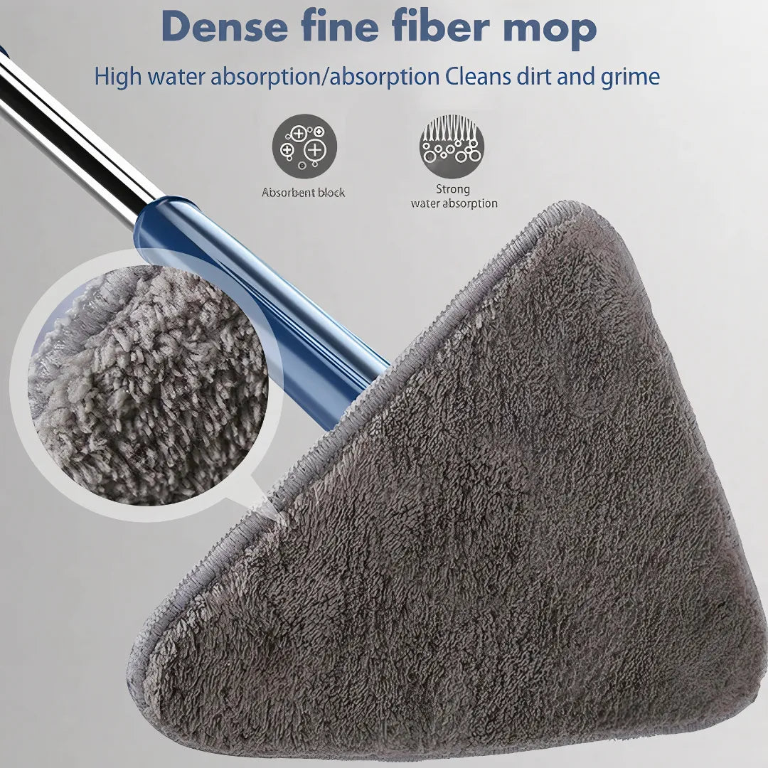 Close-up image of the mop head showing its fiber cloth material, designed for excellent water absorption and strong dust-grabbing power. Ideal for efficient stain and dirt removal on various surfaces.
