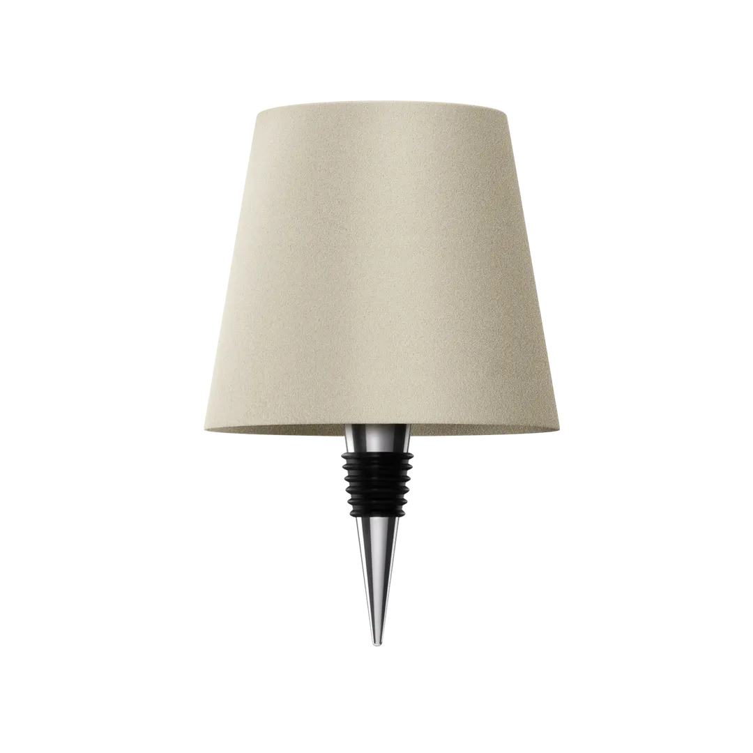 Wireless bottle lamp in beige (SKU) with Midea appliance manual, showcasing product functionality and usage instructions against a checkered background.