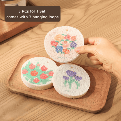 6PC/12PC - Compostable Flower Pattern Compressed Cellulose Sponge - The Nifty Home