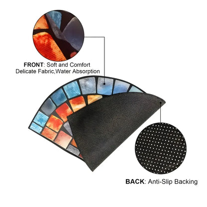 Boho mosaic rug display showing soft fabric front and anti-slip backing