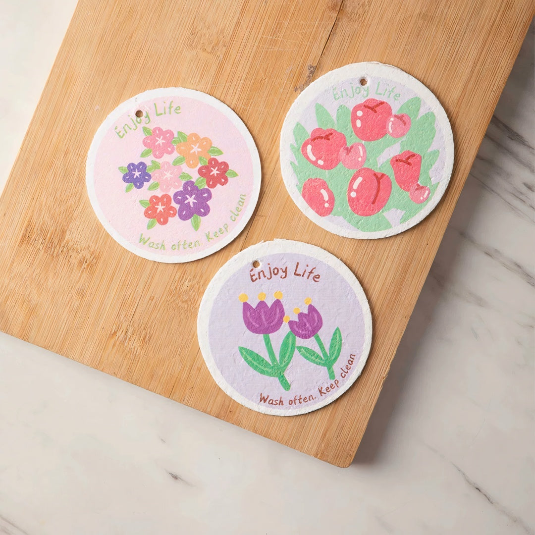 6PC/12PC - Compostable Flower Pattern Compressed Cellulose Sponge - The Nifty Home