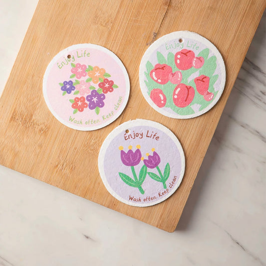 6PC/12PC - Compostable Flower Pattern Compressed Cellulose Sponge - The Nifty Home