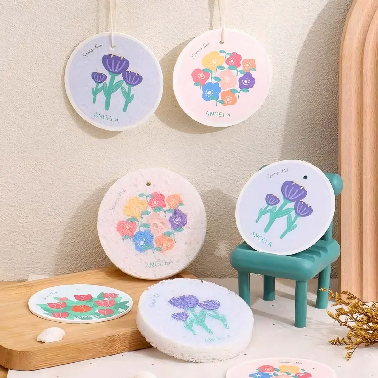 6PC/12PC - Compostable Flower Pattern Compressed Cellulose Sponge - The Nifty Home