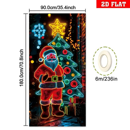 Santa solar garden light size display: 180cm height with 2D flat design, 6m tape and Christmas tree.