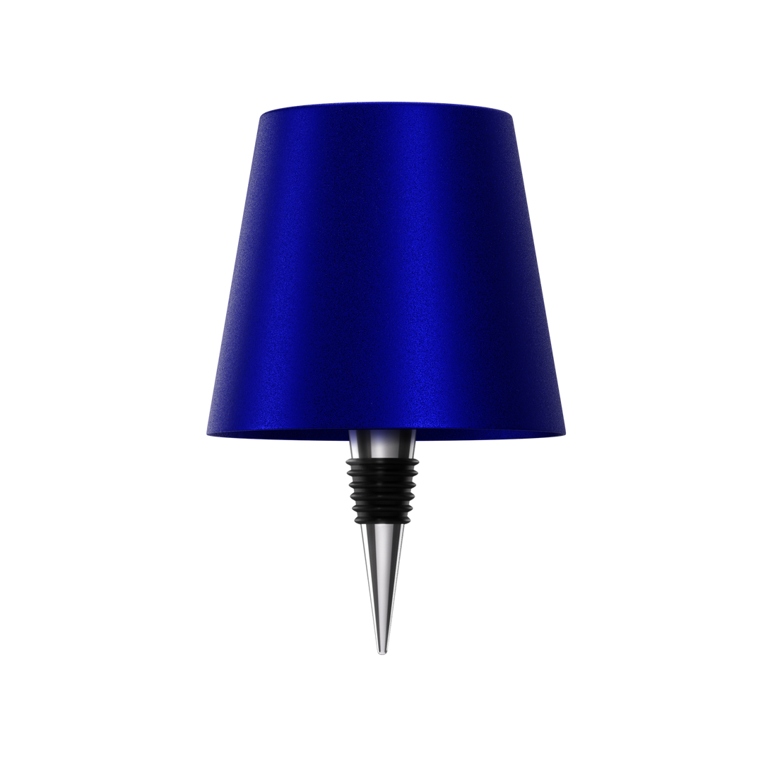 Blue wine bottle stopper on a white background