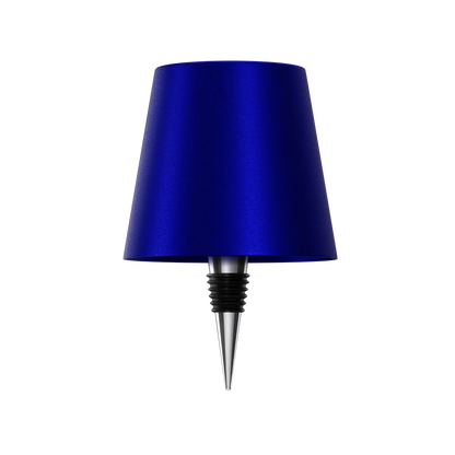 Blue wine bottle stopper on a white background